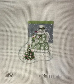 * Melissa Shirley 0730I Wintergreen Snowman Mini-stocking