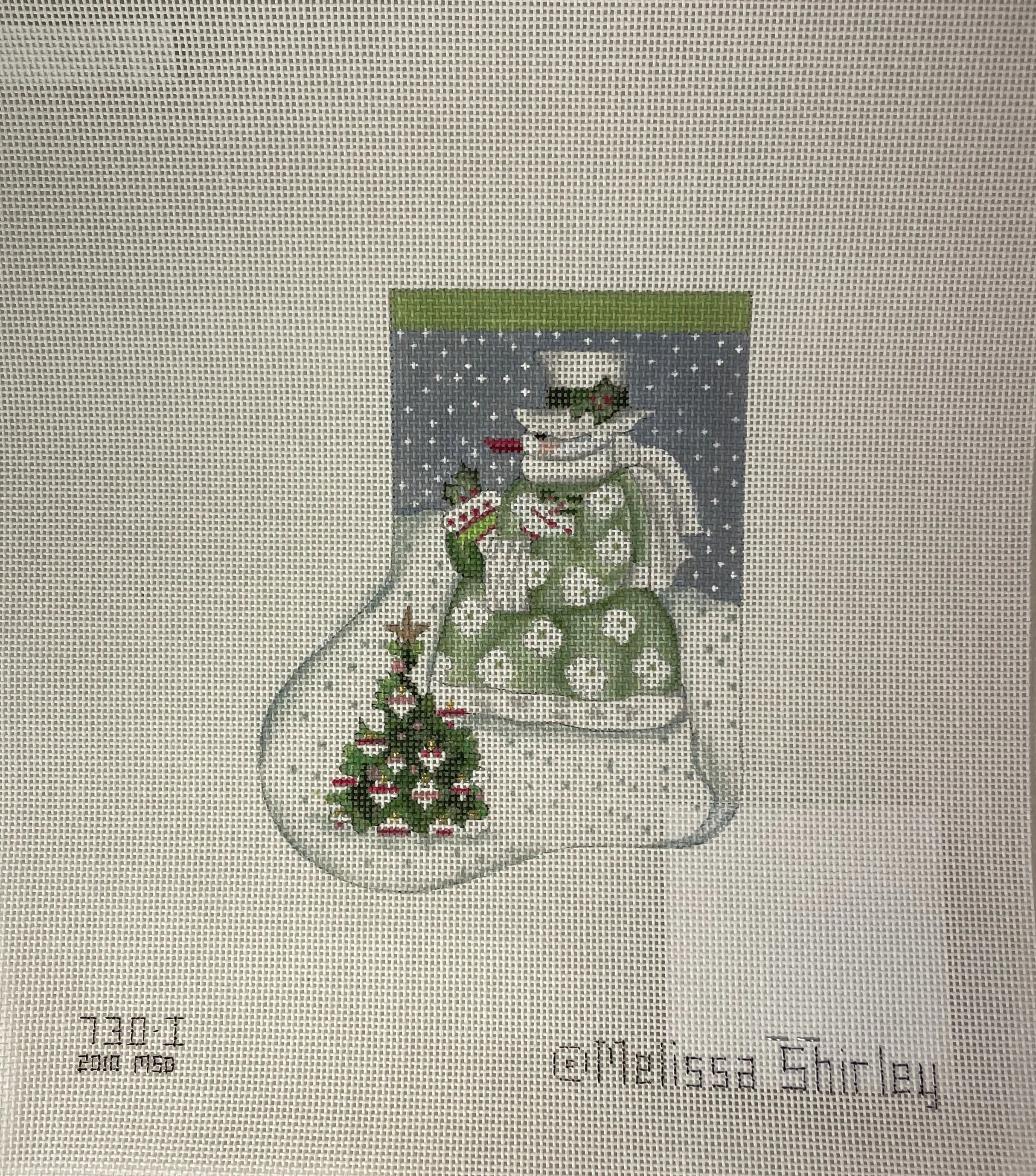 * Melissa Shirley 0730I Wintergreen Snowman Mini-stocking