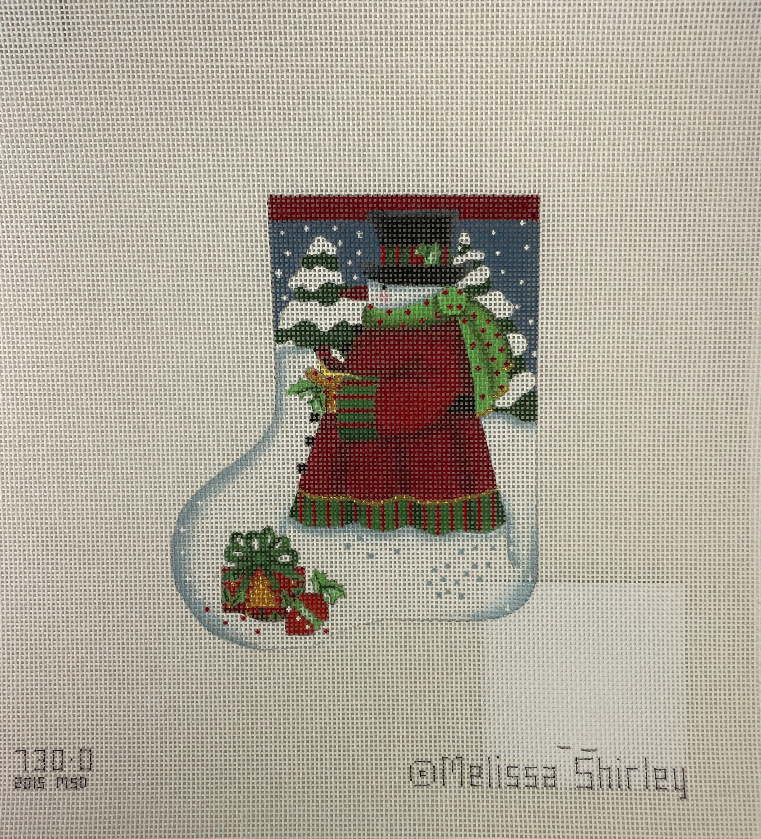 * Melissa Shirley 730O Red Bird Snowman Mini Stocking