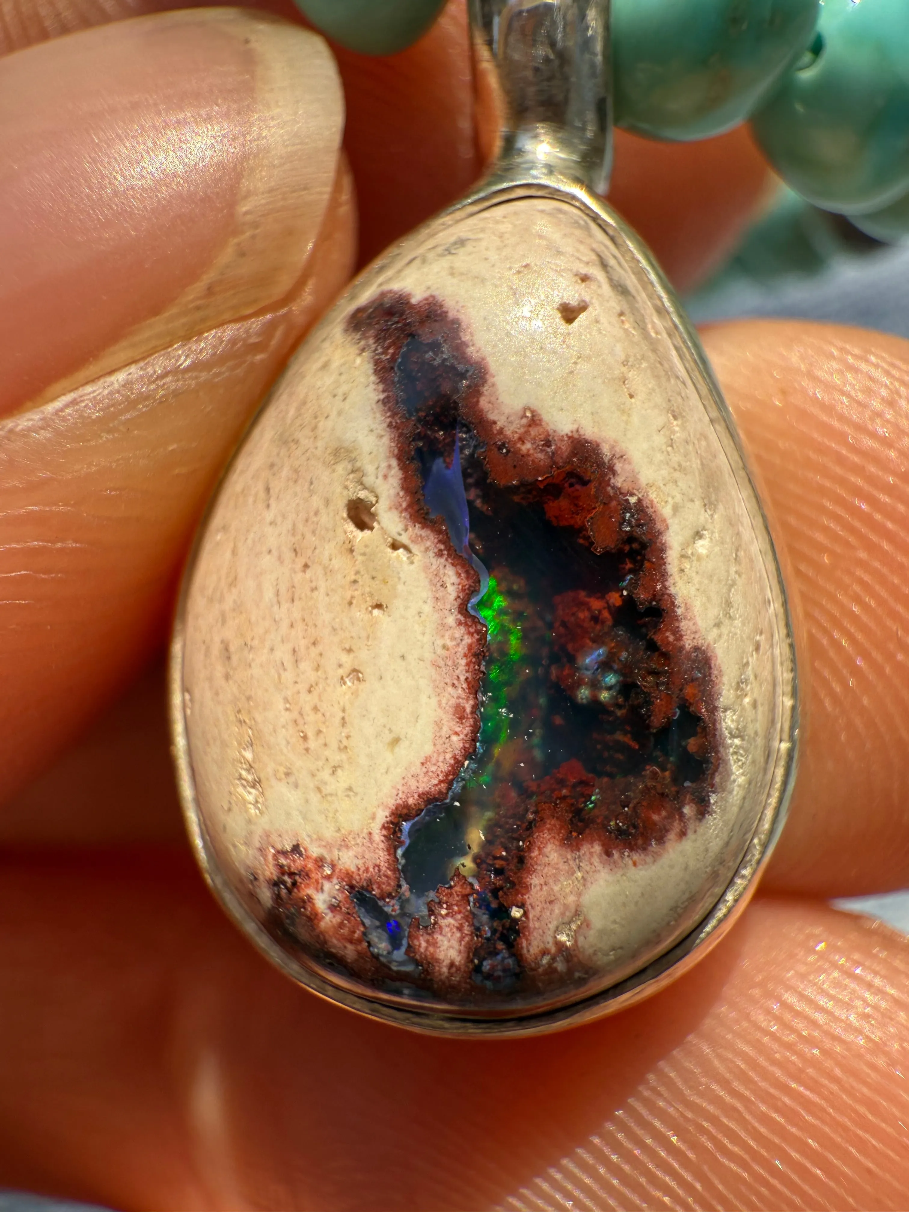18.5" Campitos Turquoise   Fire Opal Necklace