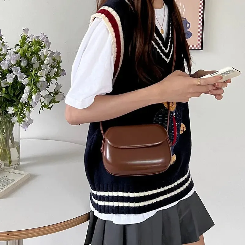 2024 Mini Flap Crossbody Bag: PU Leather, Simple Design