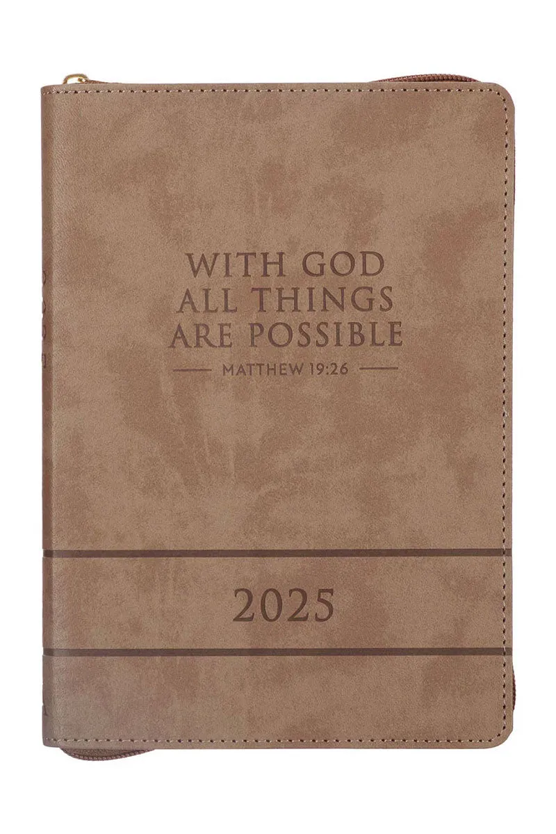 2025 All Things Are Possible Tuscan Tan LuxLeather Zippered Executive Planner