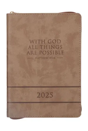 2025 All Things Are Possible Tuscan Tan LuxLeather Zippered Executive Planner