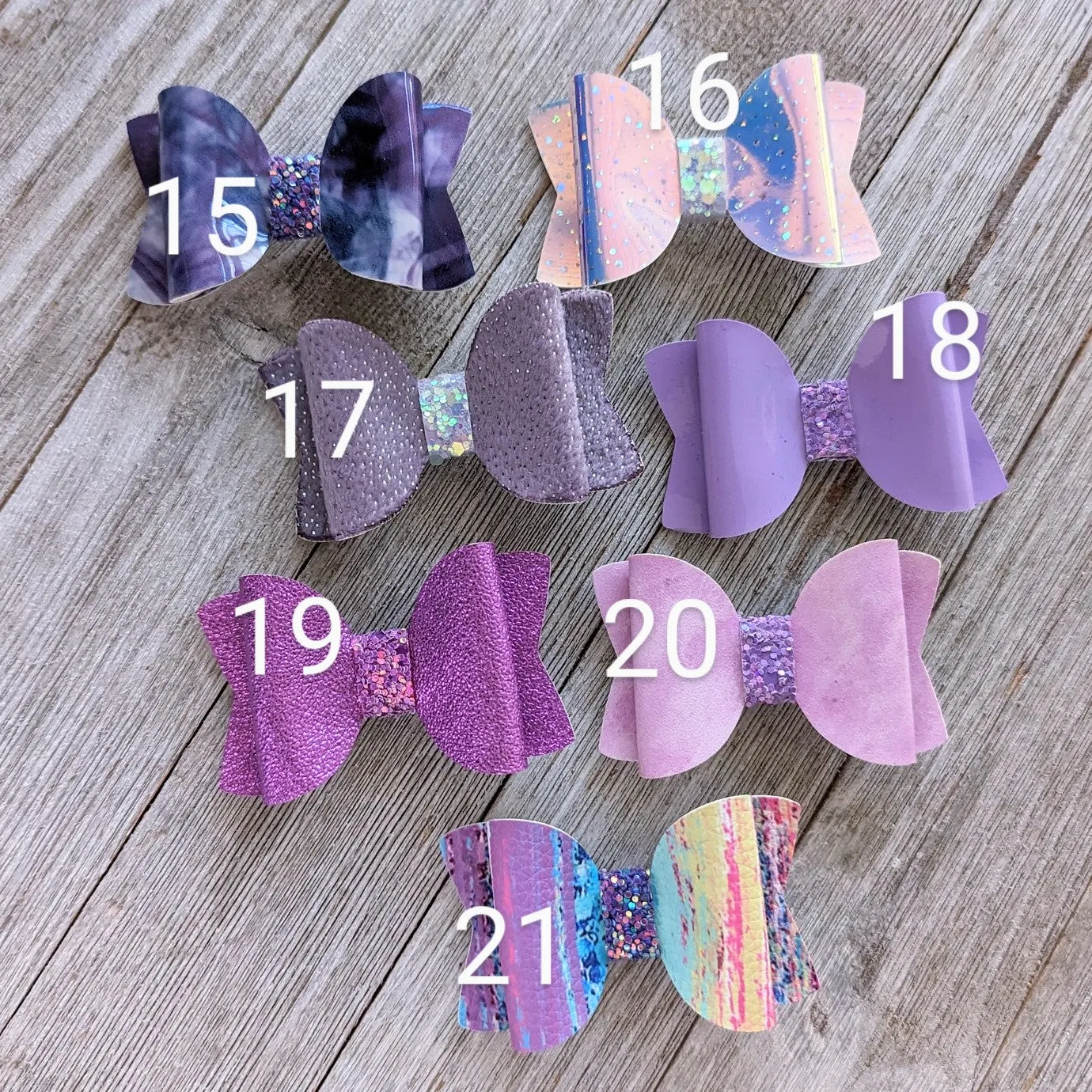 2.5" Purple Faux Leather Bow