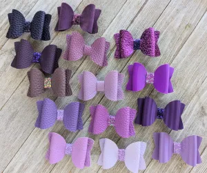 2.5" Purple Faux Leather Bow