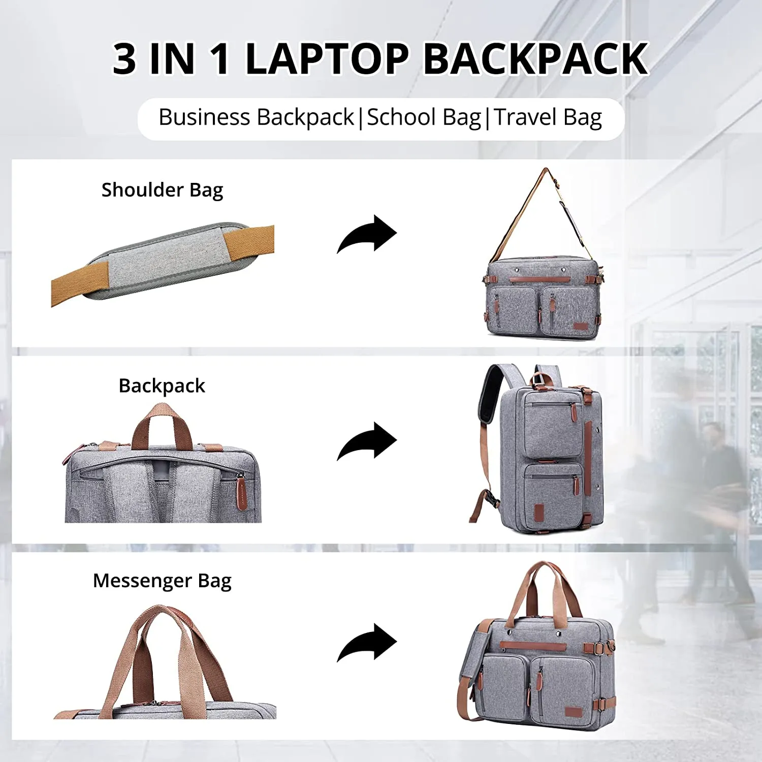 3-IN-1 LAPTOP BACKPACK