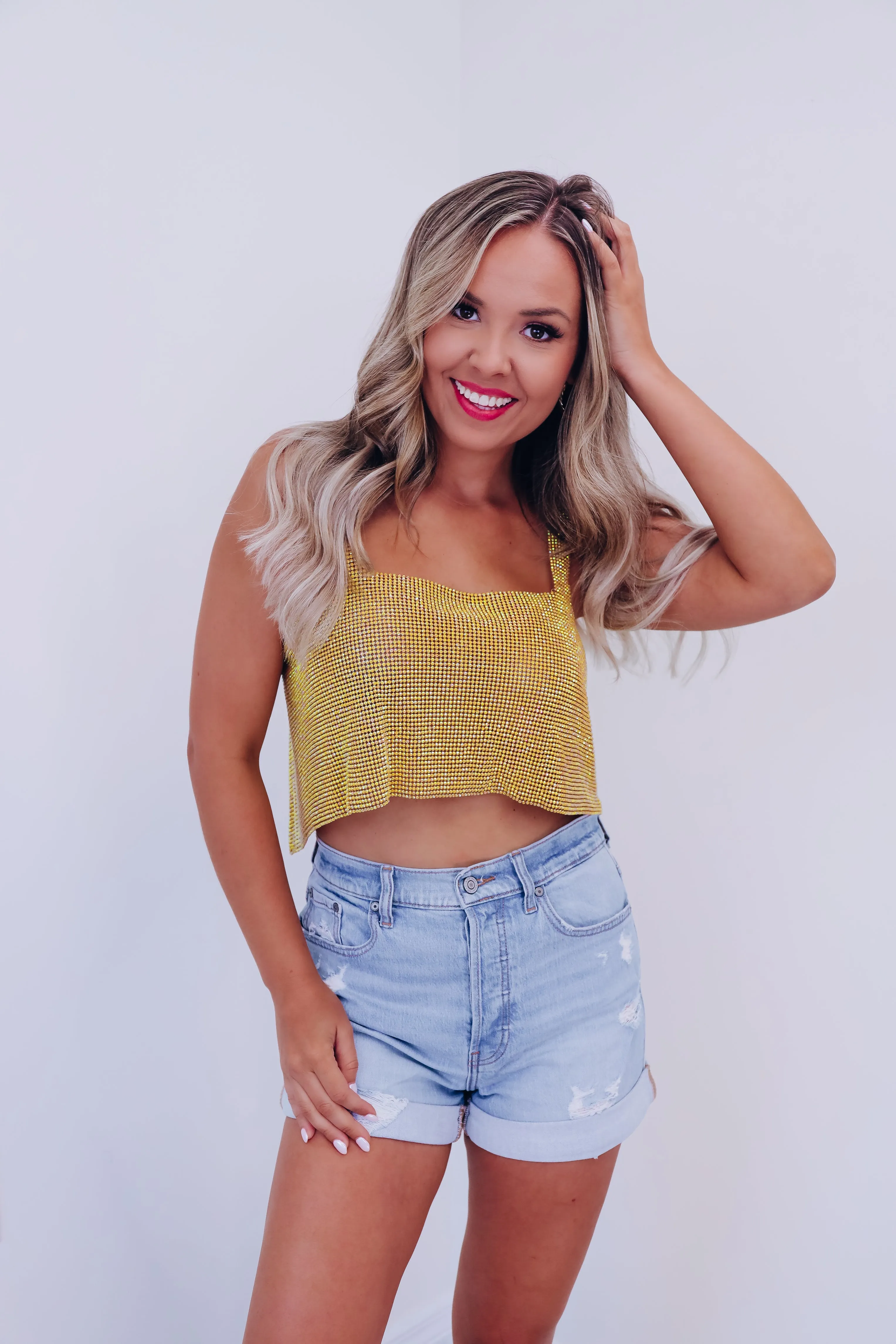 A Girl's Bestfriend Metallic Chain Crop Top - G