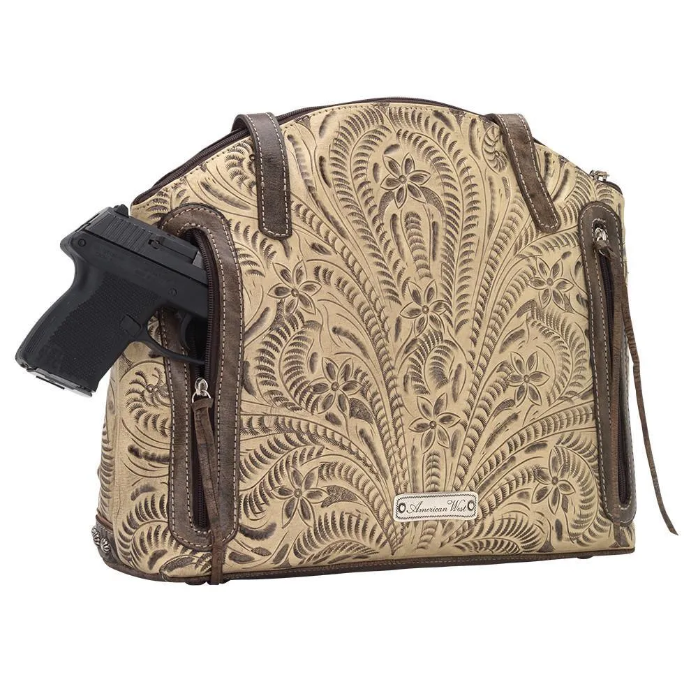 American West Handbag Annie's Secret Collection: Concealed Carry Leather Half Moon Tote