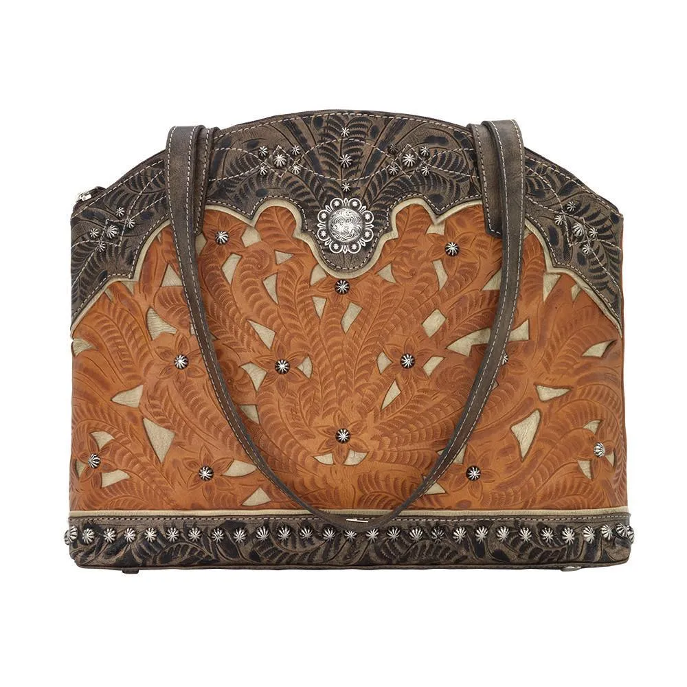 American West Handbag Annie's Secret Collection: Concealed Carry Leather Half Moon Tote