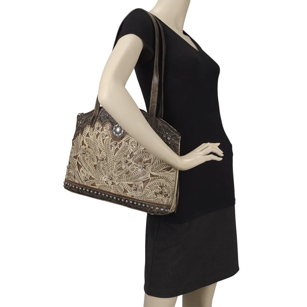American West Handbag Annie's Secret Collection: Concealed Carry Leather Half Moon Tote