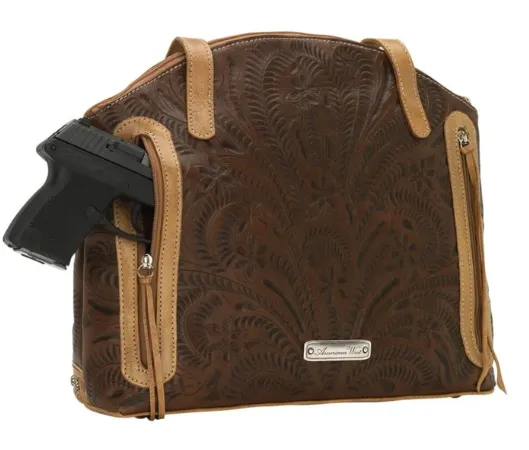 American West Handbag Annie's Secret Collection: Concealed Carry Leather Half Moon Tote