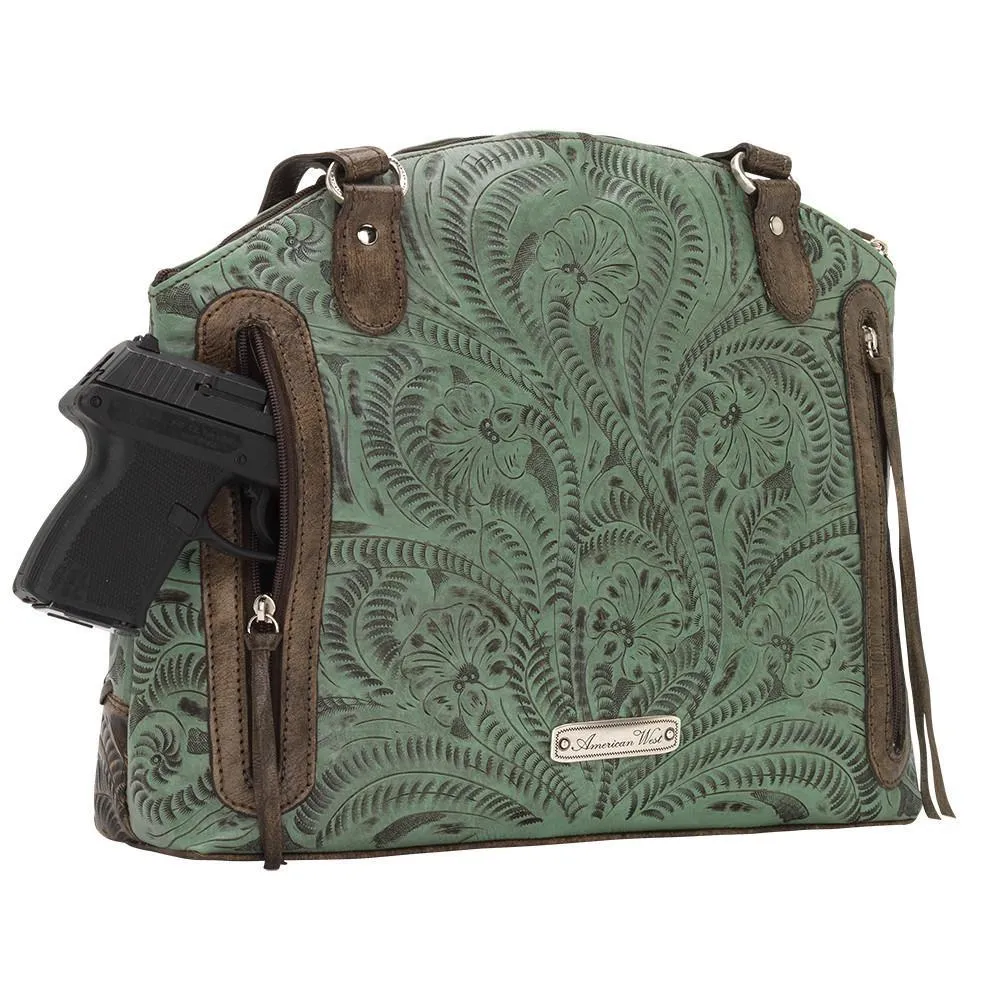 American West Handbag Annie's Secret Collection: Concealed Carry Leather Half Moon Tote