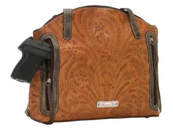 American West Handbag Annie's Secret Collection: Concealed Carry Leather Half Moon Tote