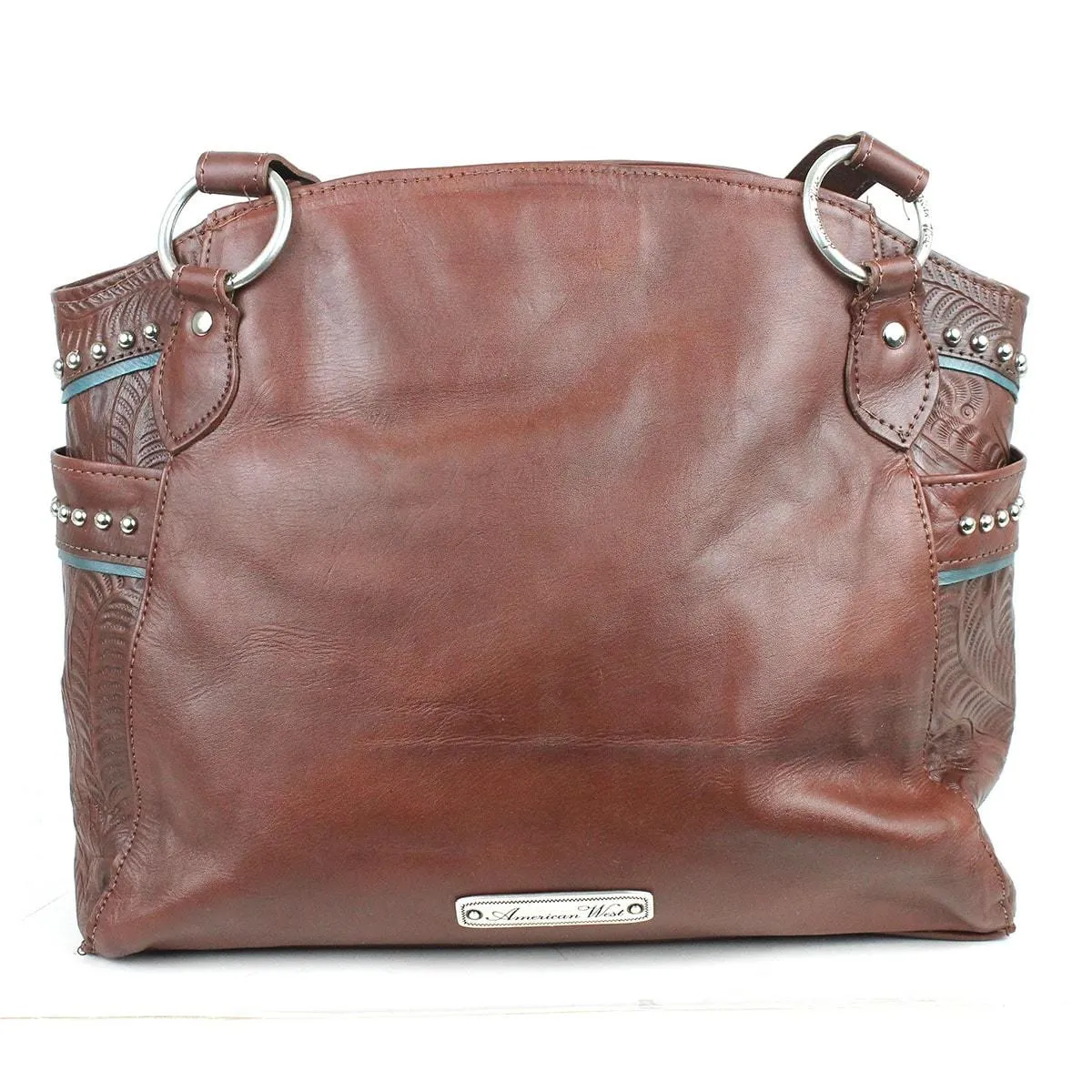 American West Handbag Lady Lace Collection: Leather Western Half Moon Tote