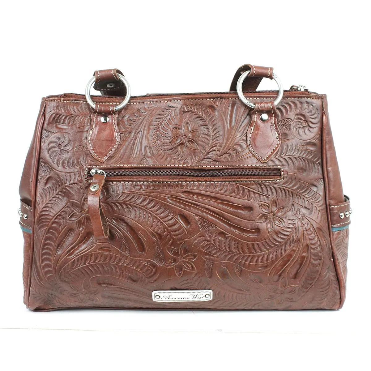 American West Handbag Lady Lace Collection: Leather Western Multi Compartment