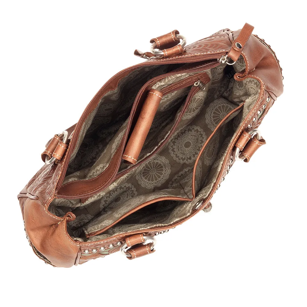 American West Handbag Lady Lace Collection: Leather Western Multi Compartment