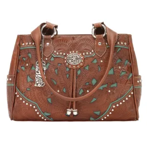 American West Handbag Lady Lace Collection: Leather Western Multi Compartment