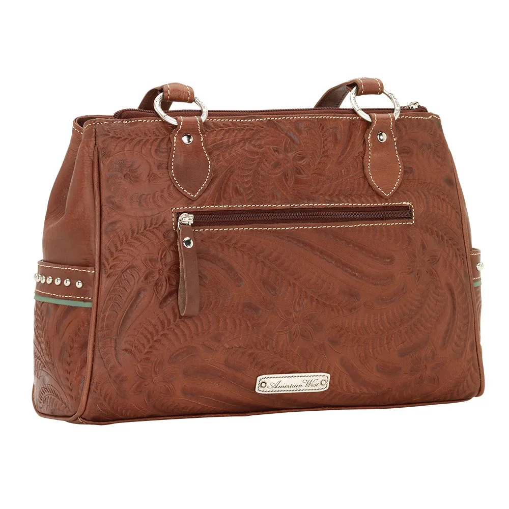 American West Handbag Lady Lace Collection: Leather Western Multi Compartment
