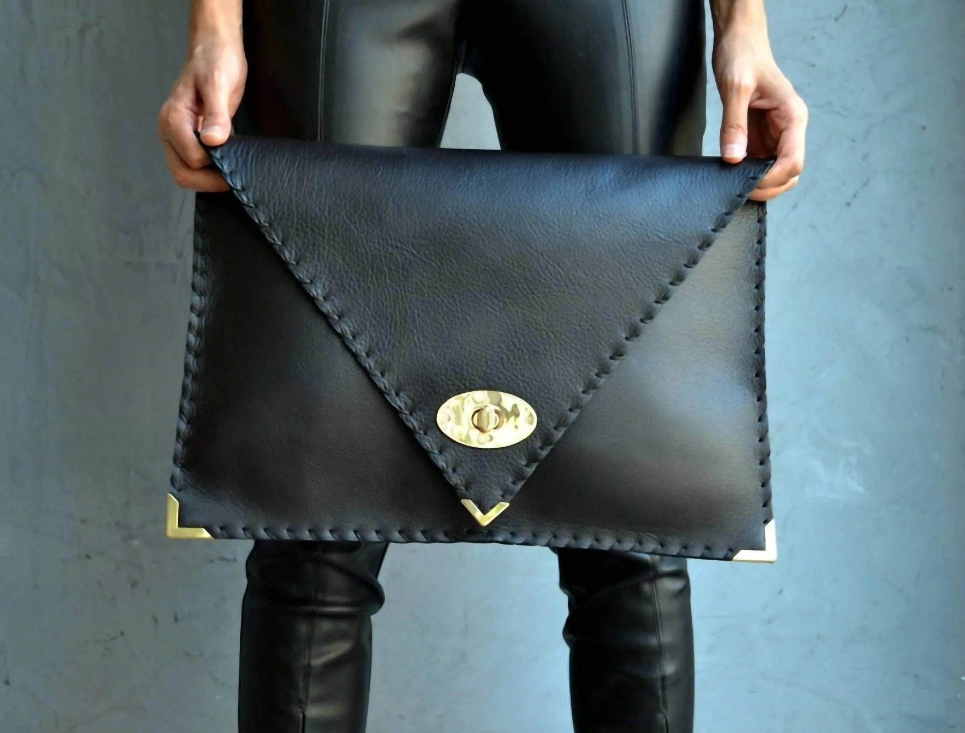 Ana Koutsi - Leather Envelope Clutch