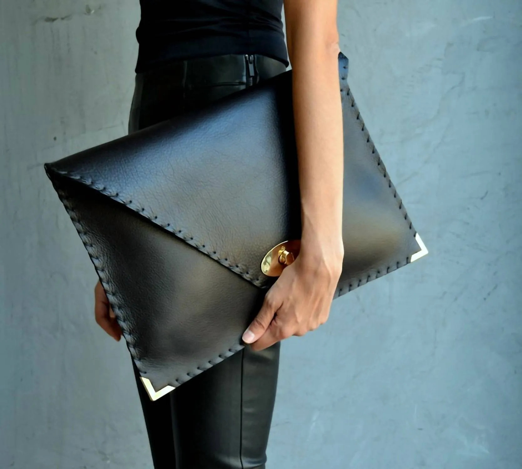 Ana Koutsi - Leather Envelope Clutch