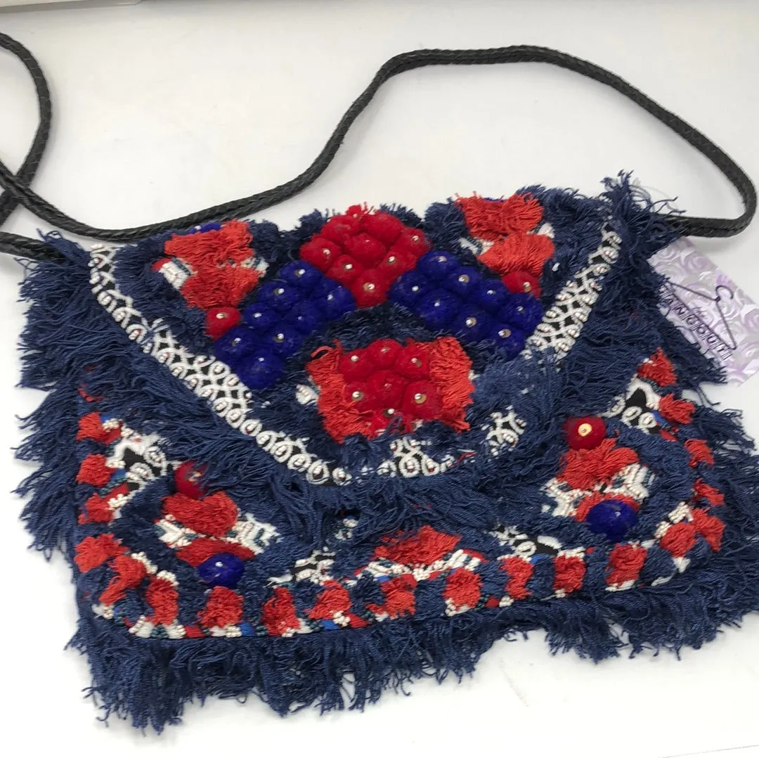 ANTIK BATIK Beaded and Applique Envelope Flap Clutch with Crossbody