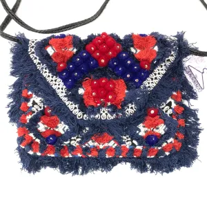 ANTIK BATIK Beaded and Applique Envelope Flap Clutch with Crossbody