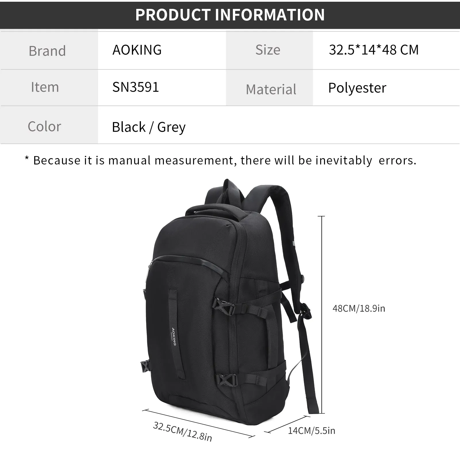 Aoking 15.6''Laptop Business Office Backpack SN3591