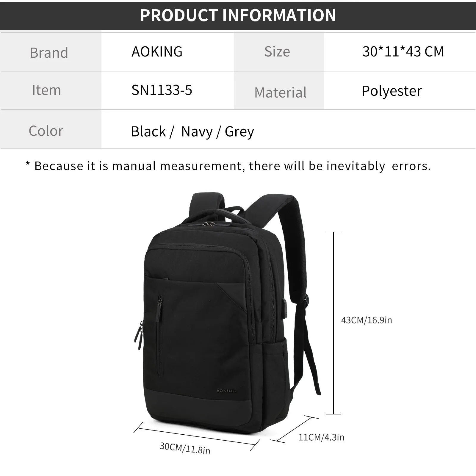 Aoking Fashion Backpack Laptop Business Backpack SN1133-5