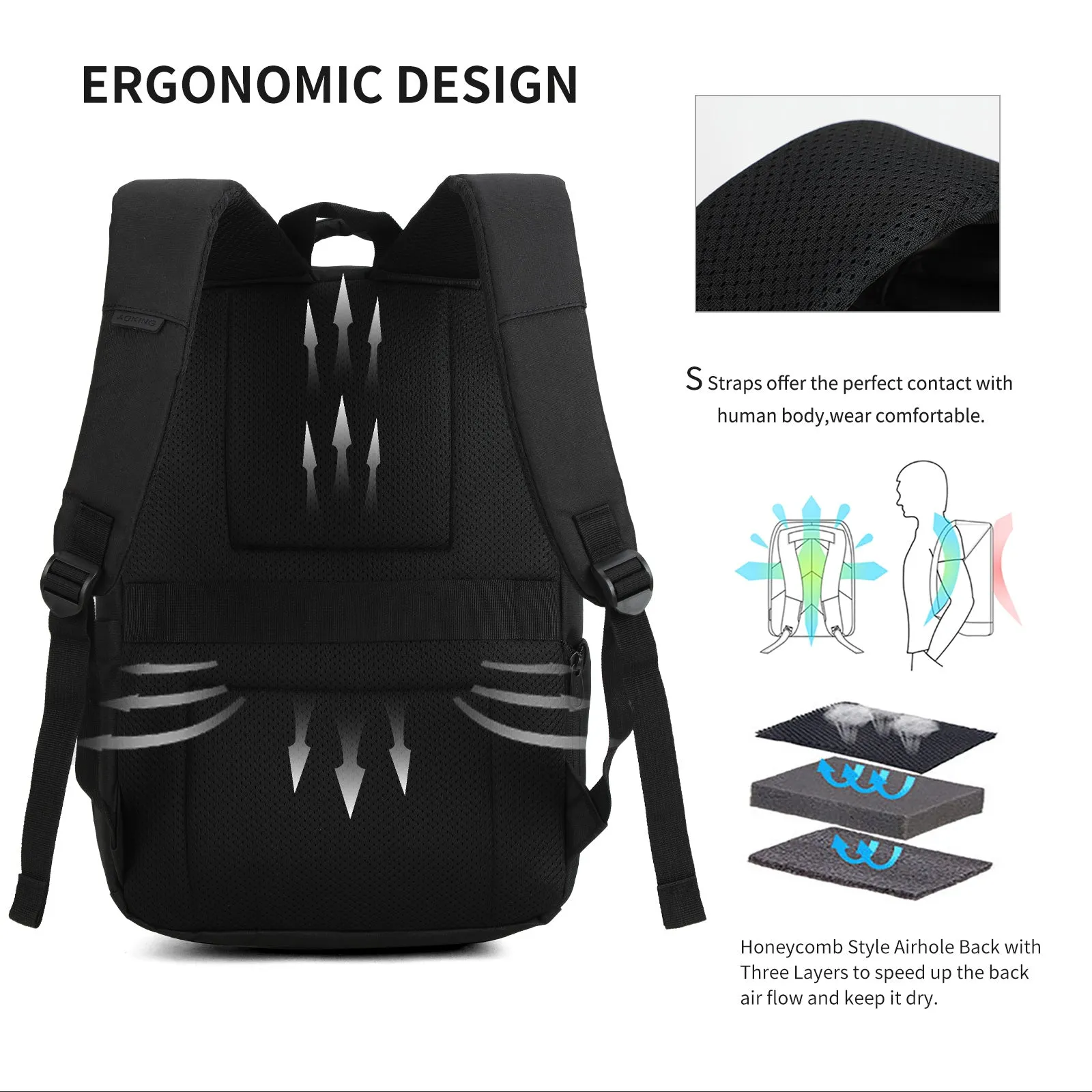 Aoking Fashion Backpack Laptop Business Backpack SN1133-5