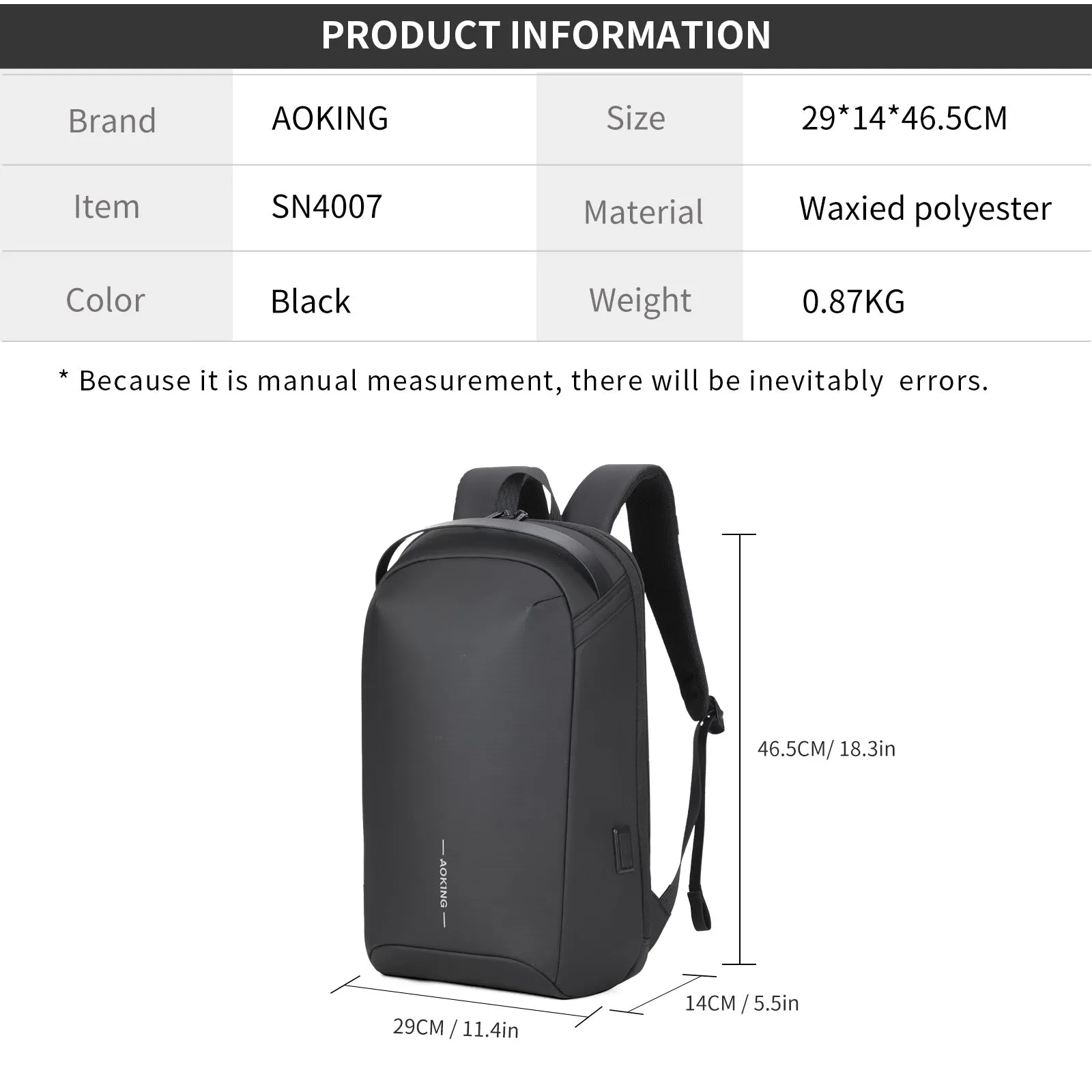 Aoking Fashion Backpack Laptop Business Backpack SN4007