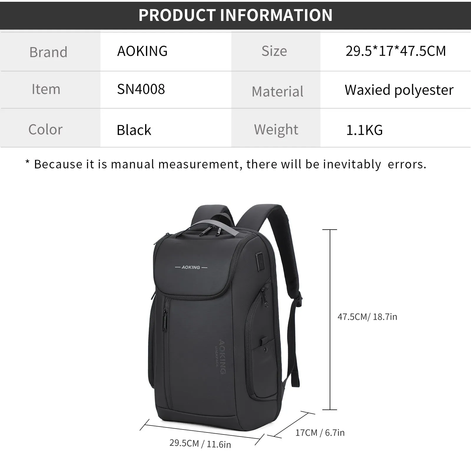 Aoking Fashion Backpack Laptop Business Backpack SN4008