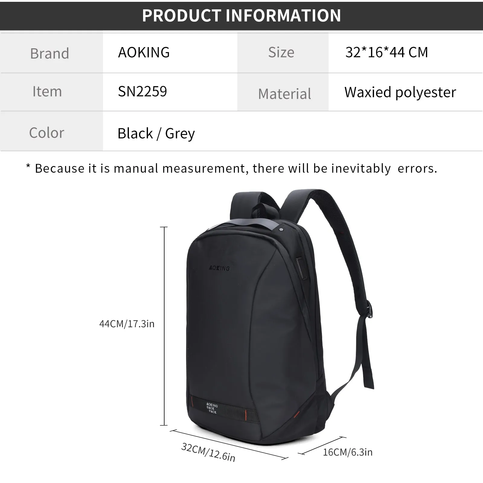 Aoking Laptop Business Office Backpack Lightweight Backpack SN2259