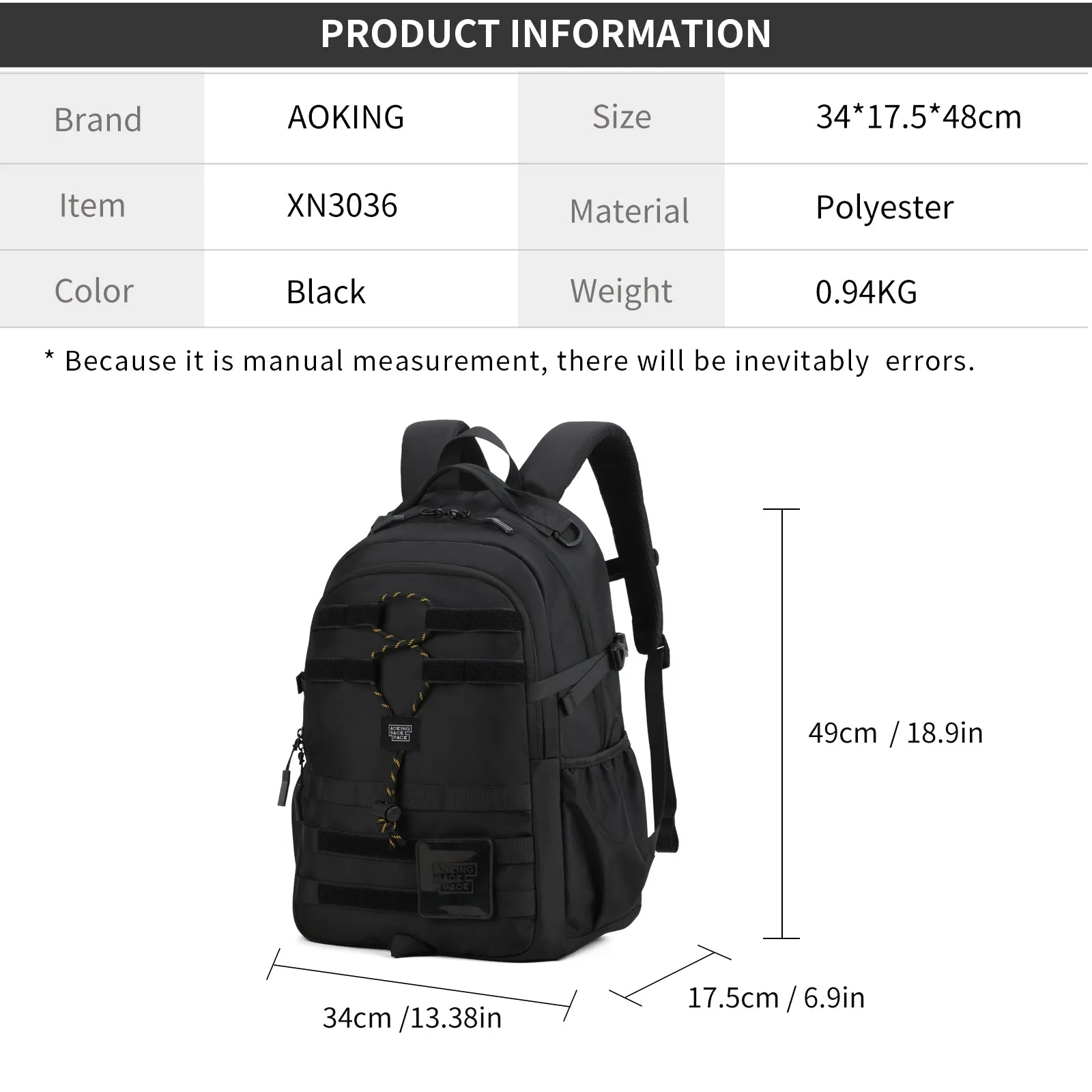 Aoking Large Capacity Casual Backpack XN3036