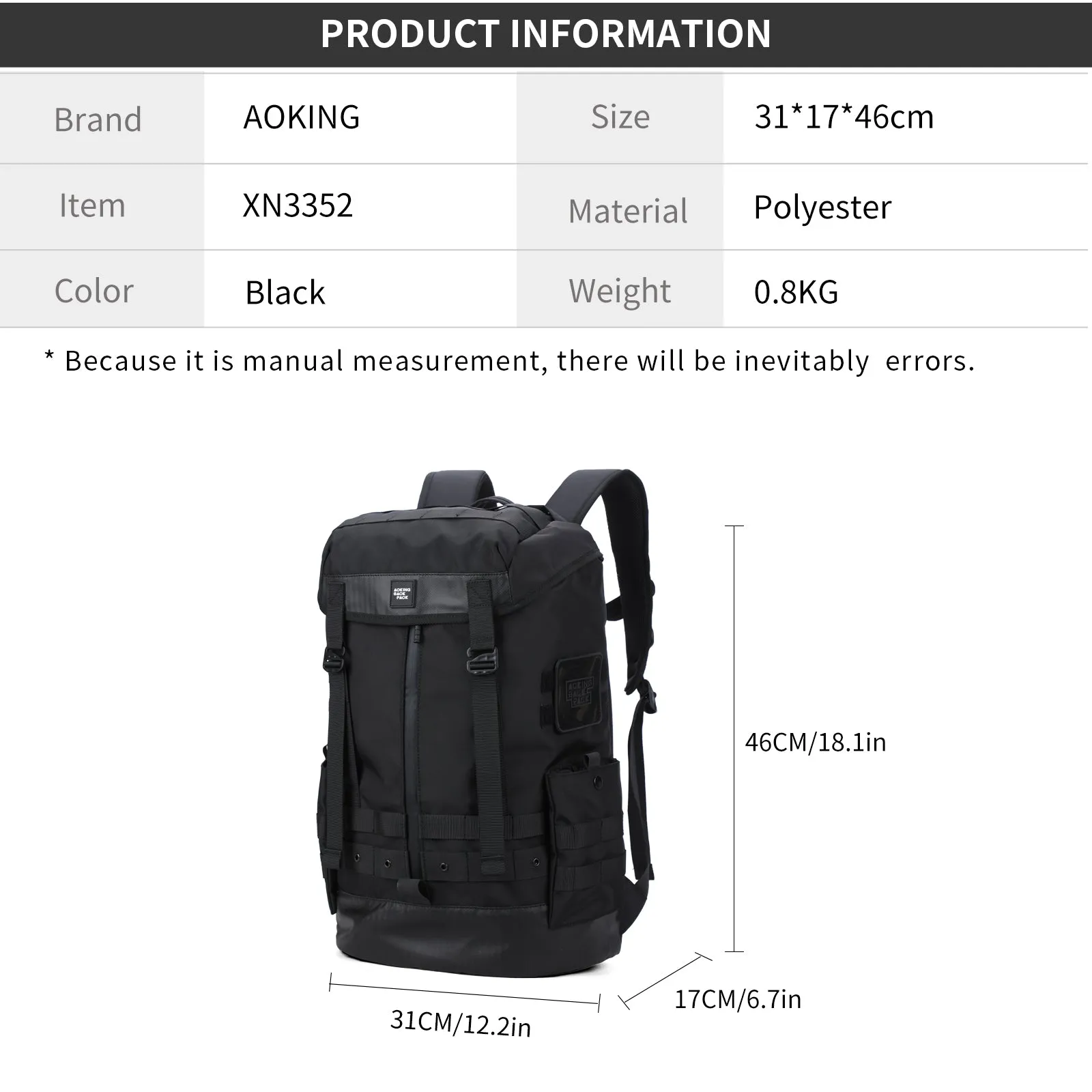 Aoking Large Capacity Fashion Casual Backpack XN3352