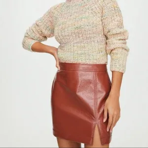 Aritzia Wilfred Tempest Faux Vegan Patent Leather Mini Skirt