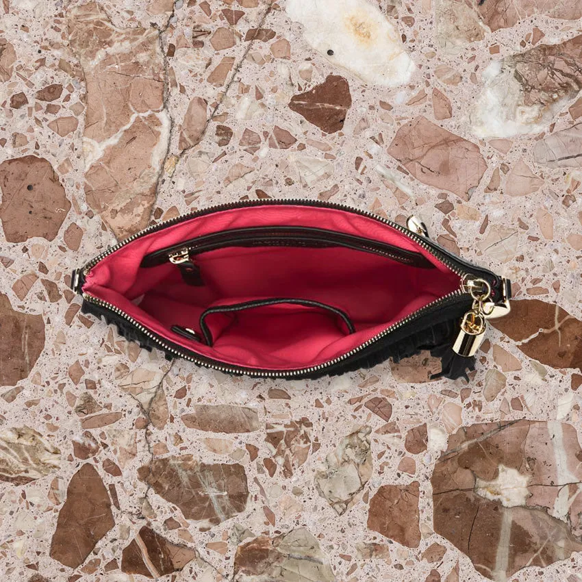 Arlington Milne Coco Clutch Special Edition, Black Fringe