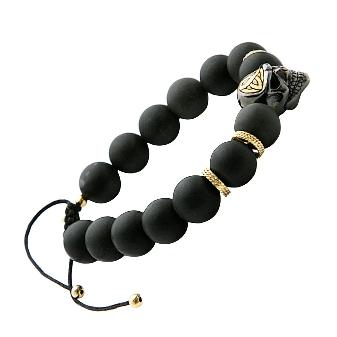 Articulated Skull Gemstone Beaded Sterling Gold Vermeil Bracelet