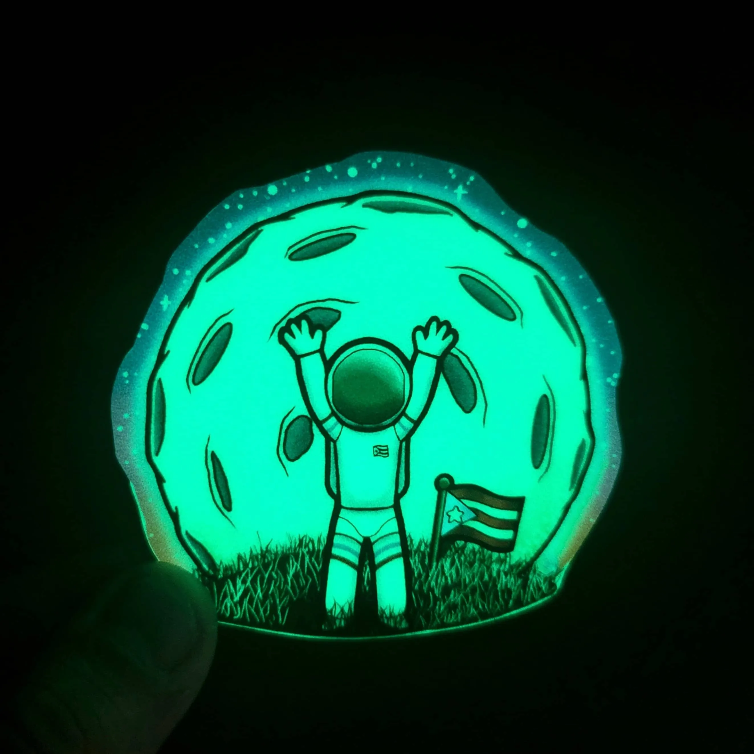 Astronauta Boricua (Glow Sticker)