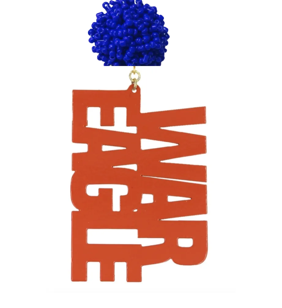 Auburn Orange "WAR EAGLE" Acrylic Earrings