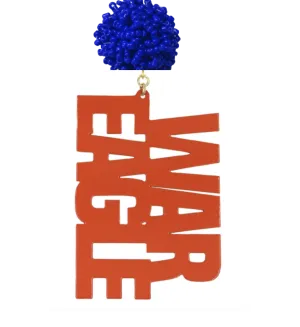 Auburn Orange "WAR EAGLE" Acrylic Earrings