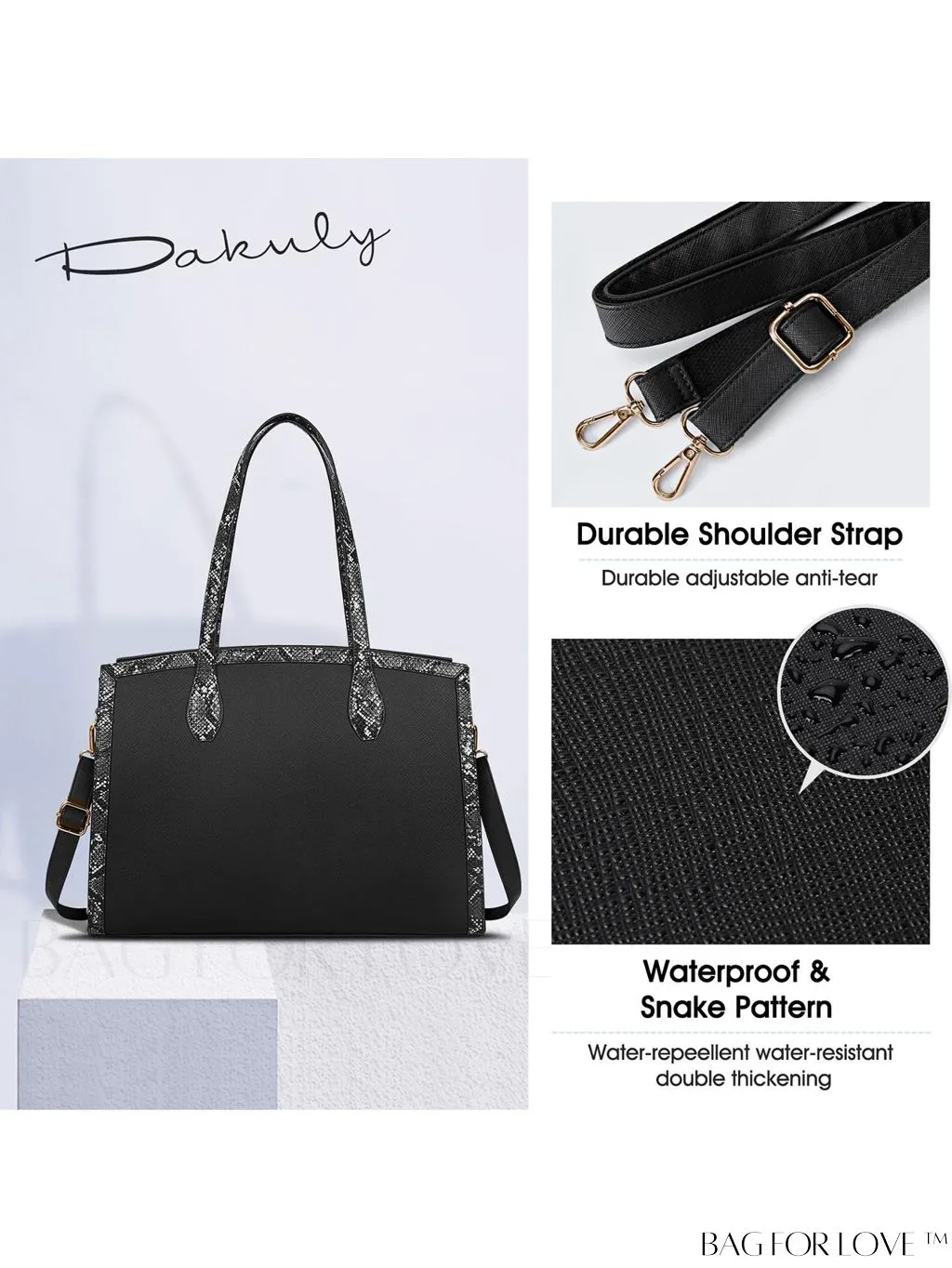 BagForLove - 15.6 Inch Laptop Tote Bags - Stylish Waterproof Briefcase for Women - Office Business Shoulder Bag Set