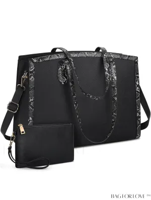 BagForLove - 15.6 Inch Laptop Tote Bags - Stylish Waterproof Briefcase for Women - Office Business Shoulder Bag Set