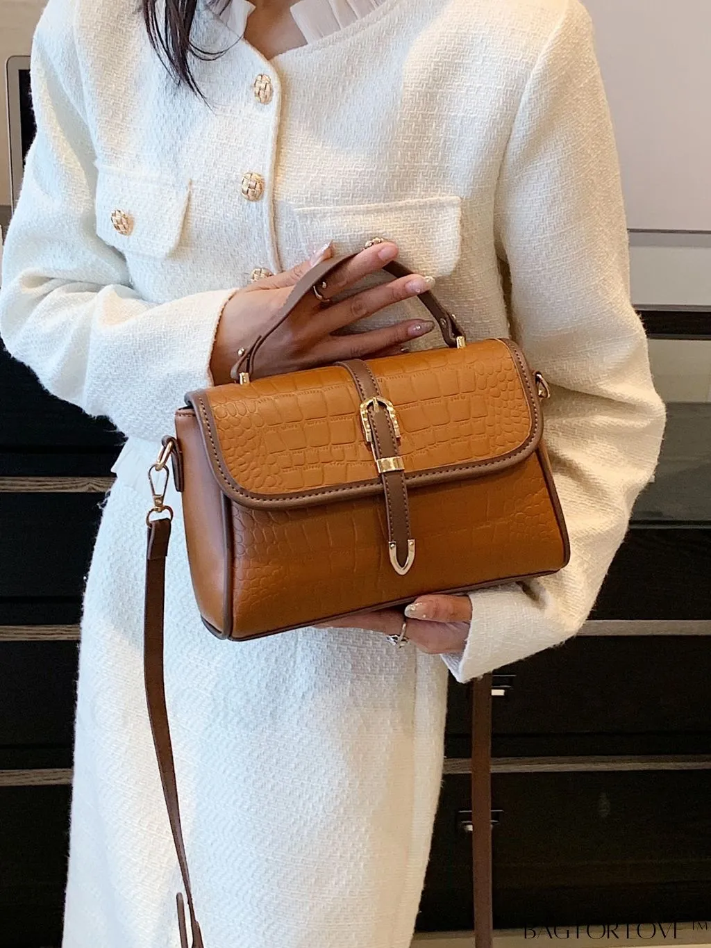 BagForLove - Business Style Womens Stone Texture Tote and Crossbody Bag