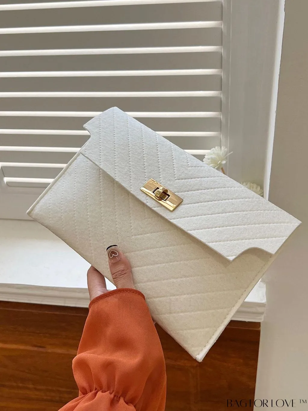 BagForLove - Chic Chevron Envelope Clutch in Solid Colors - Fashionable and Versatile