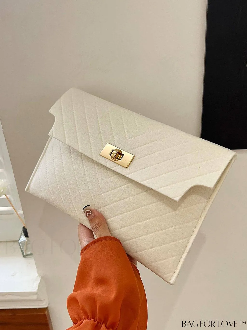 BagForLove - Chic Chevron Envelope Clutch in Solid Colors - Fashionable and Versatile