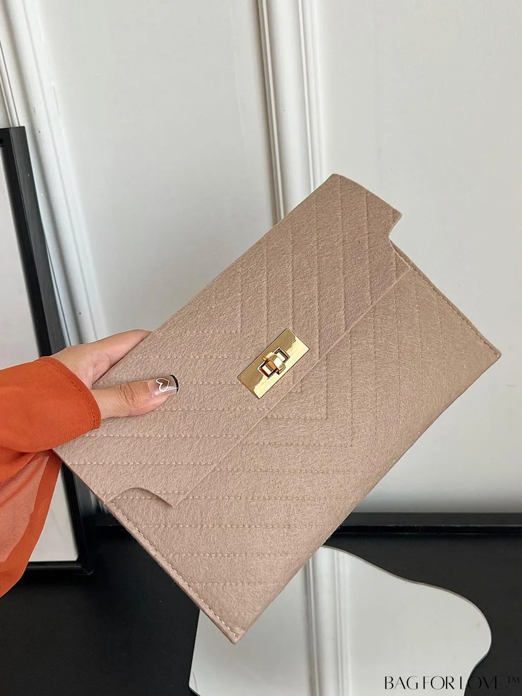 BagForLove - Chic Chevron Envelope Clutch in Solid Colors - Fashionable and Versatile