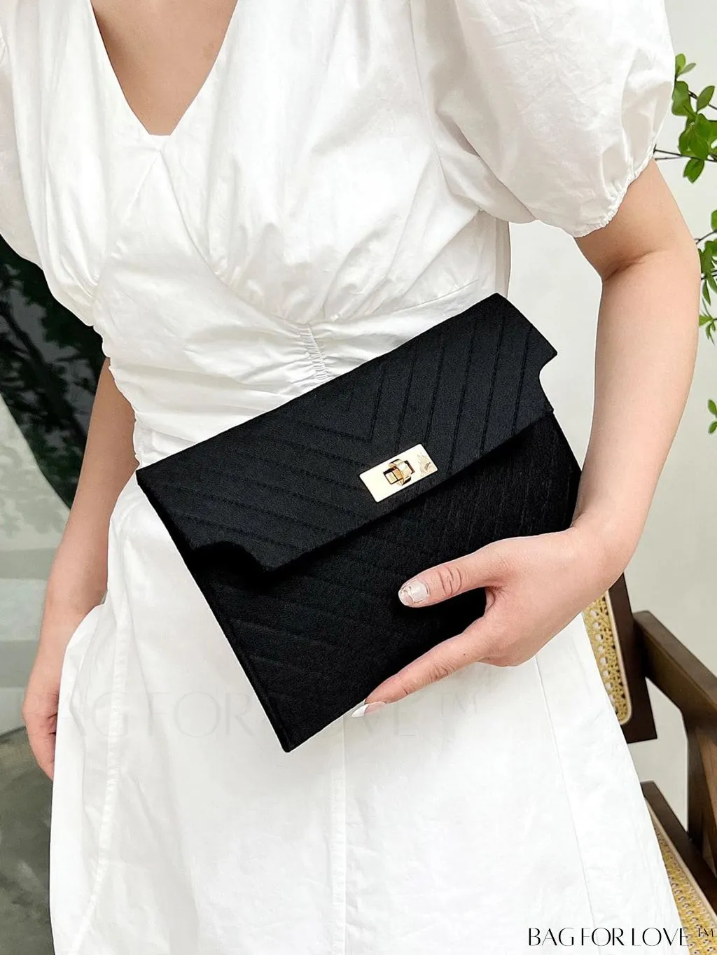 BagForLove - Chic Chevron Envelope Clutch in Solid Colors - Fashionable and Versatile
