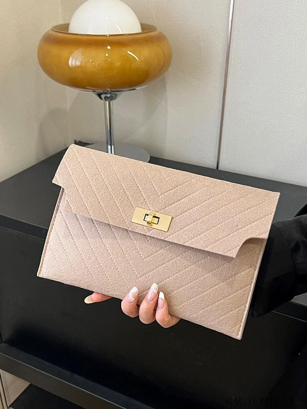 BagForLove - Chic Chevron Envelope Clutch in Solid Colors - Fashionable and Versatile