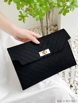 BagForLove - Chic Chevron Envelope Clutch in Solid Colors - Fashionable and Versatile
