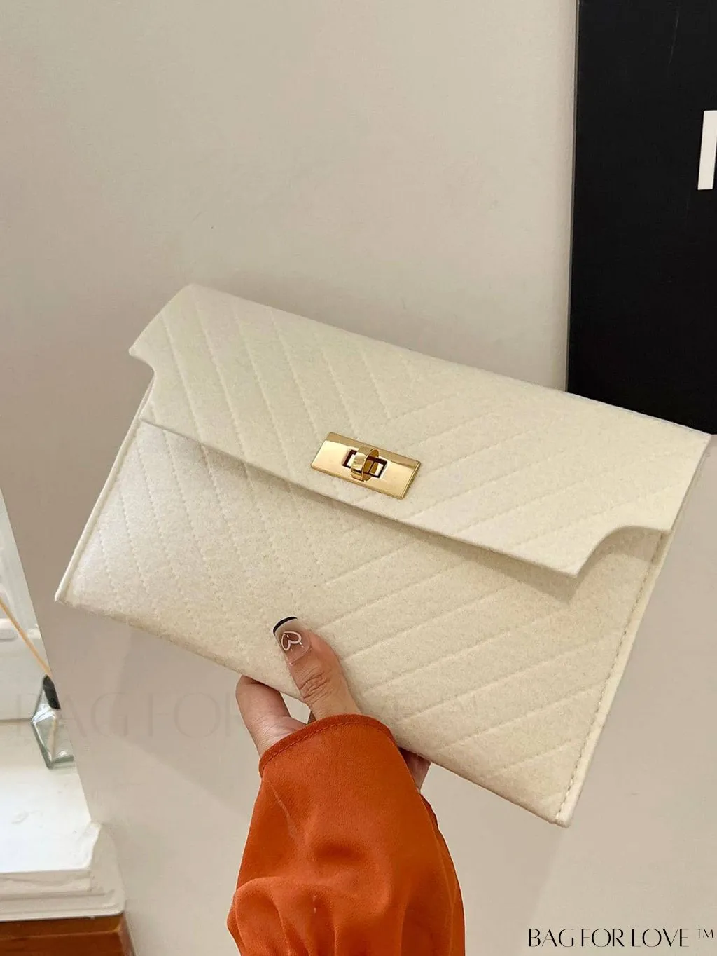 BagForLove - Chic Chevron Envelope Clutch in Solid Colors - Fashionable and Versatile